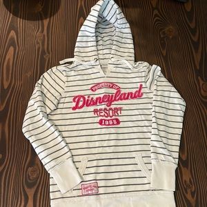 Disney Disneyland Resort Sweatshirt Hoodie - Striped, White and Gray